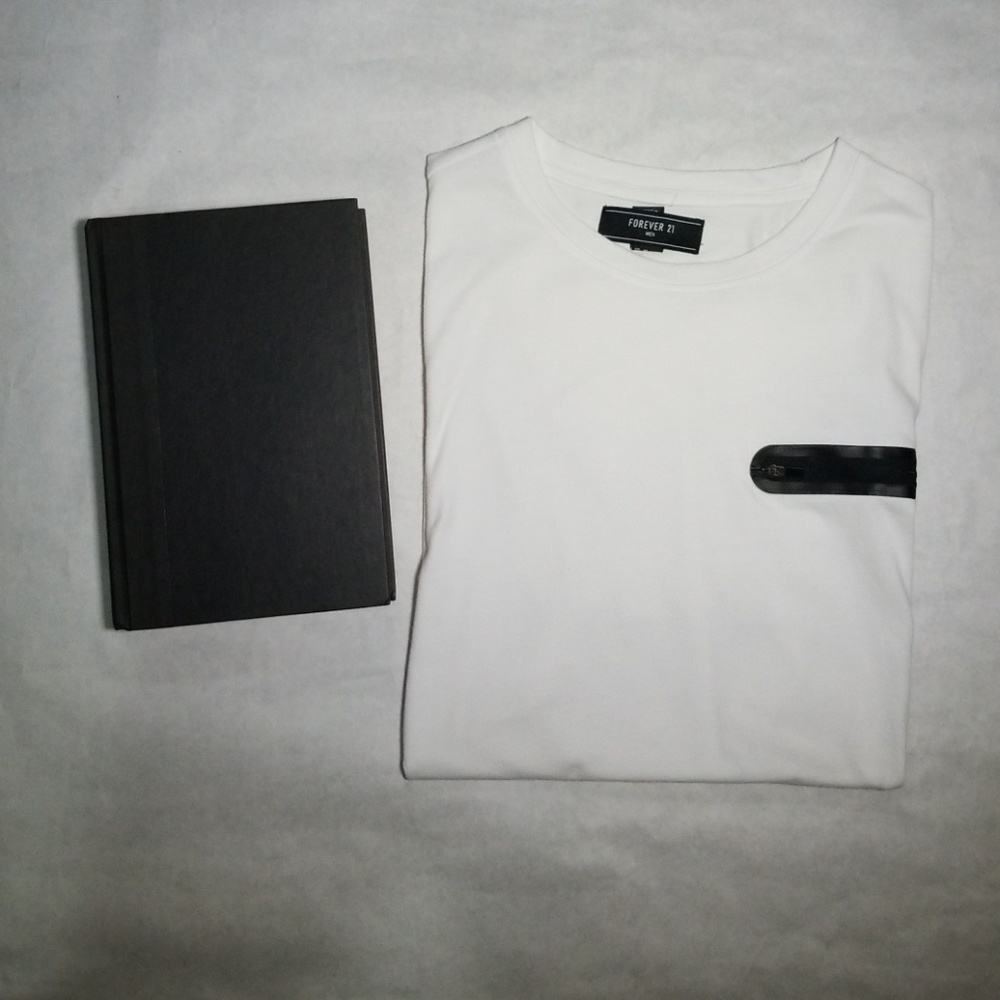 Forever 21 White Tee with Black Zipper